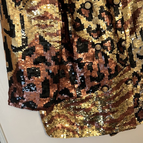 Vintage 1980’s Sequined Leopard Blazer French Collizioni Size L - Picture 7 of 12
